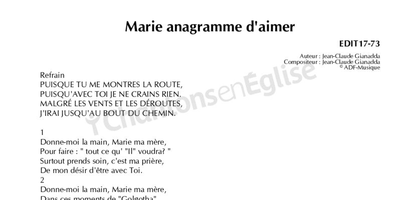 Marie anagramme d'aimer (EDIT17-73)