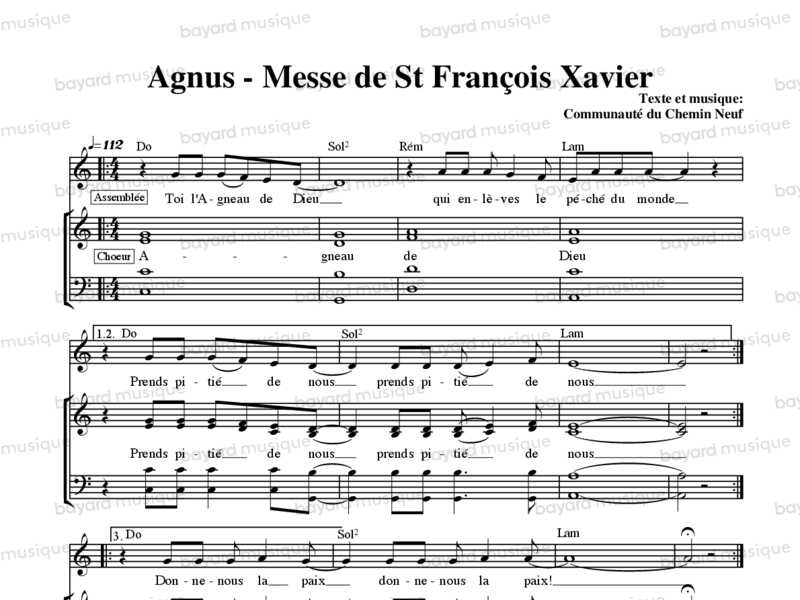 Chantons En Eglise Agnus Dei Messe De Saint François Xavier
