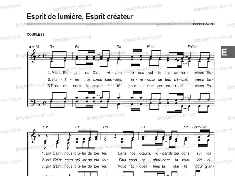 Esprit De Lumière Esprit Créateur Partition