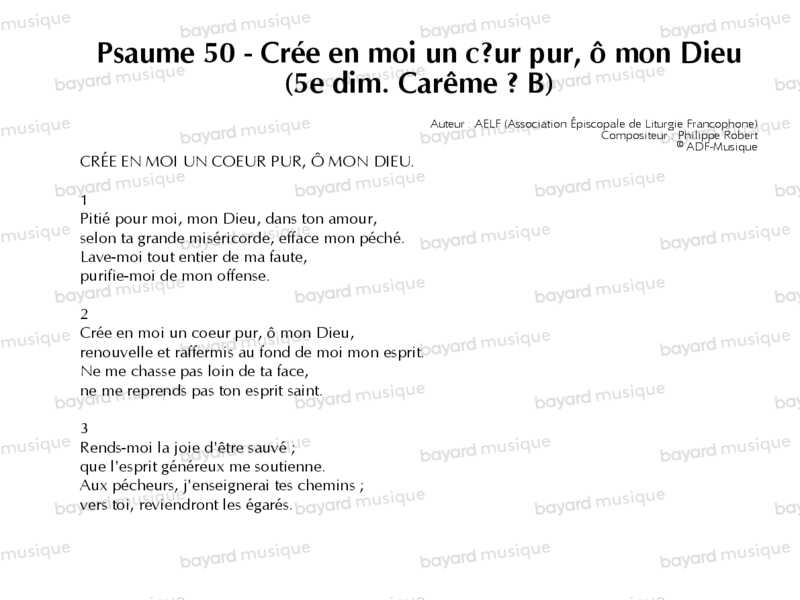 Chantons en Eglise - Psaume 50 - Crée en moi un cœur pur, ô mon Dieu