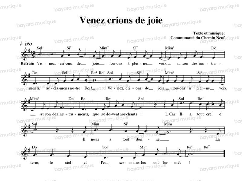 Chantons en Eglise - Venez crions de joie