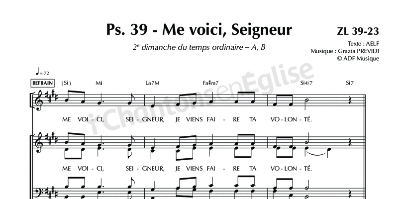 Chantons En Eglise Psaume 39 Me Voici Seigneur 2e Dim Ab Zl39 23 Aelf Grazia Previdi Adf Musique